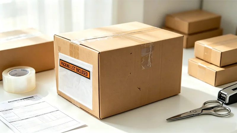 Packing list envelope protecting documents on a shipping carton